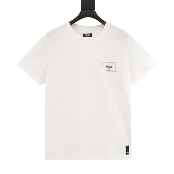 大人気!フェンディ コピー メンズ ロゴ刺繍 コットン 半袖 Tシャツ ホワイト feq54158